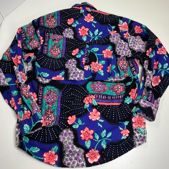 Vintage Frontier Series Western Shirt With Conch Detail Bright Colorful - Picture 2 of 8